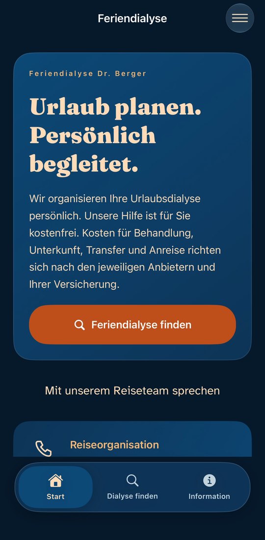 Liste der Reiseziele mit Suchfeld in der iPhone-App